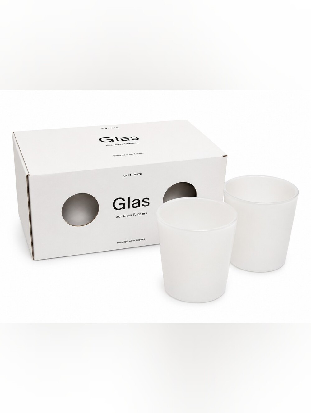 Graf Lantz Glas 8oz Tumblers Set of 2 Foam White Drinking Glasses Cups NWT